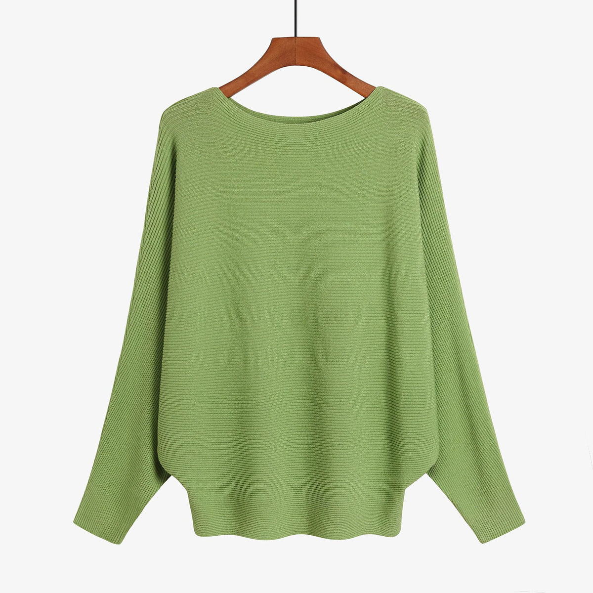 Halter-neck Batwing-knit Highly Elastic Laid-back Pullover Top