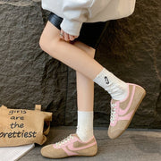 Contrast Panel Suede Retro Sneakers for Women