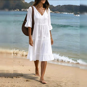 Ruffled Loose-fit Beach Midi Dress