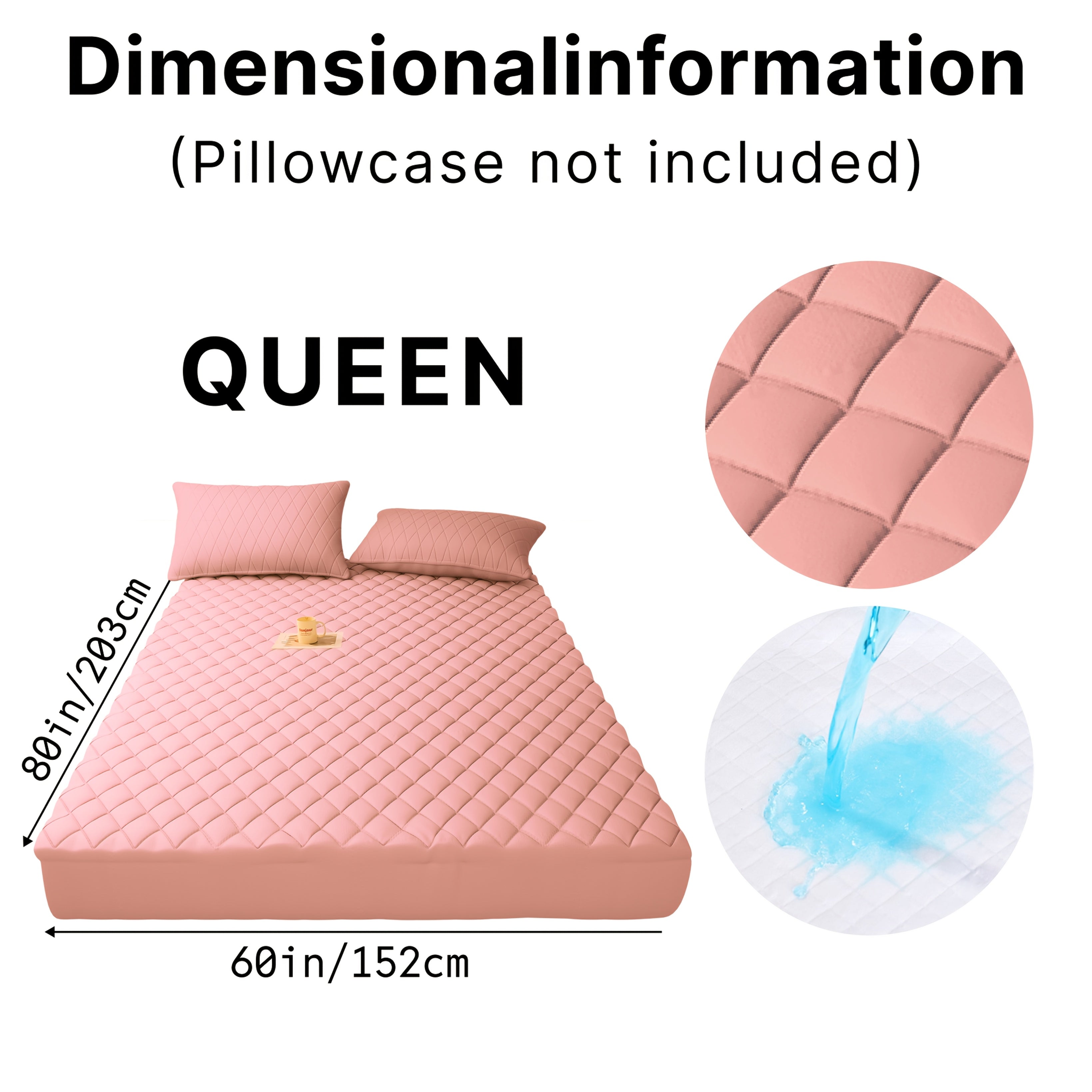 Waterproof Mattress Protector Quilted Thickened Comfortable Bedspread Layer with Deep Pocket Design, Warm Breathable Bedding for Bedroom Guest Room Hotel, Great for Holiday Gifts Black Friday And...