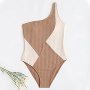 Girls Stylish One-Piece Shoulder Stitching Swimsuit