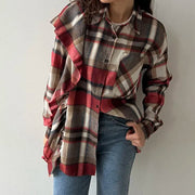 Plaid Lapel Long Sleeve Cardigan Shirt