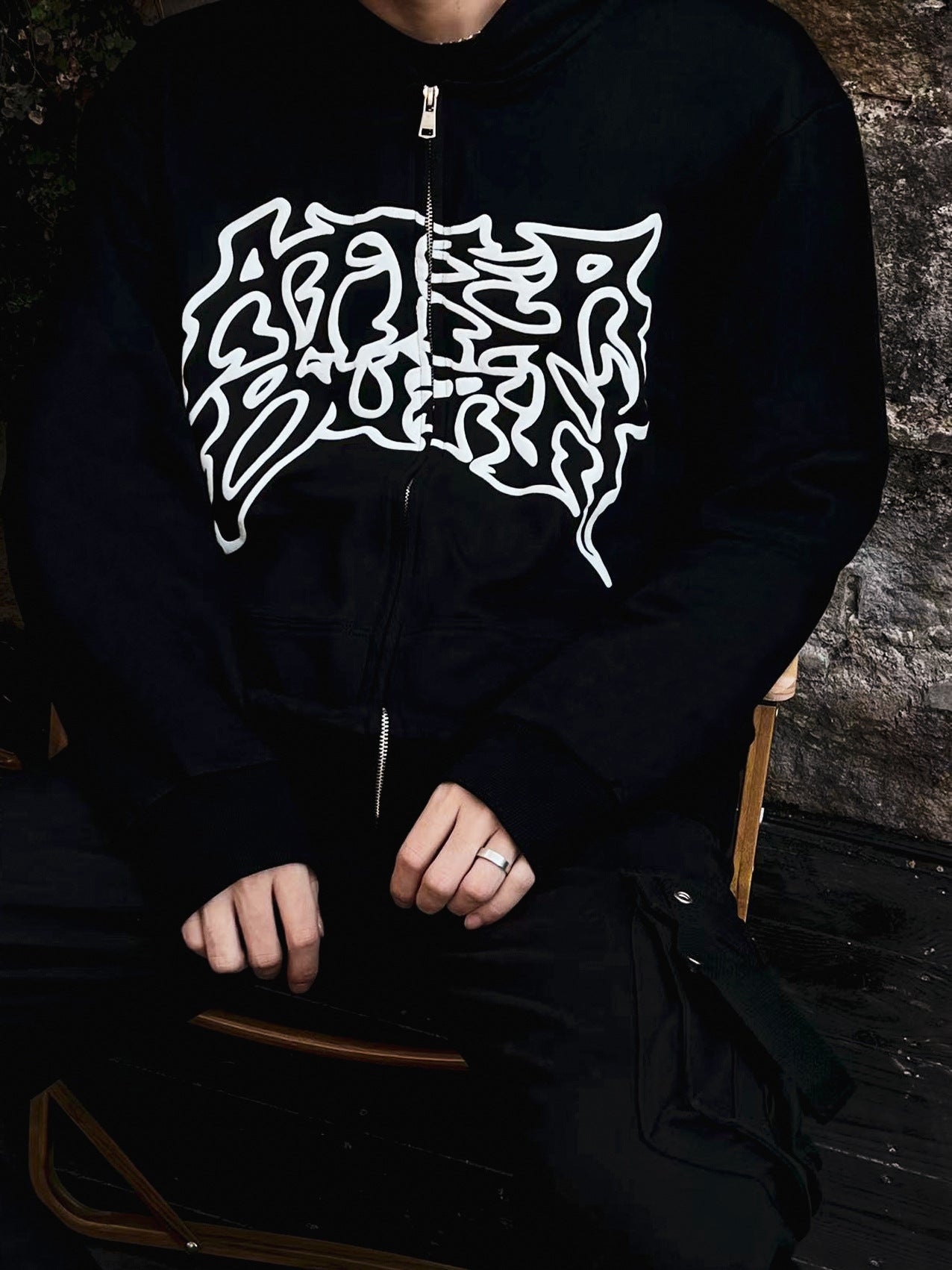 Men's Graffiti Hip-Hop Cardigan Hoodie Sweater