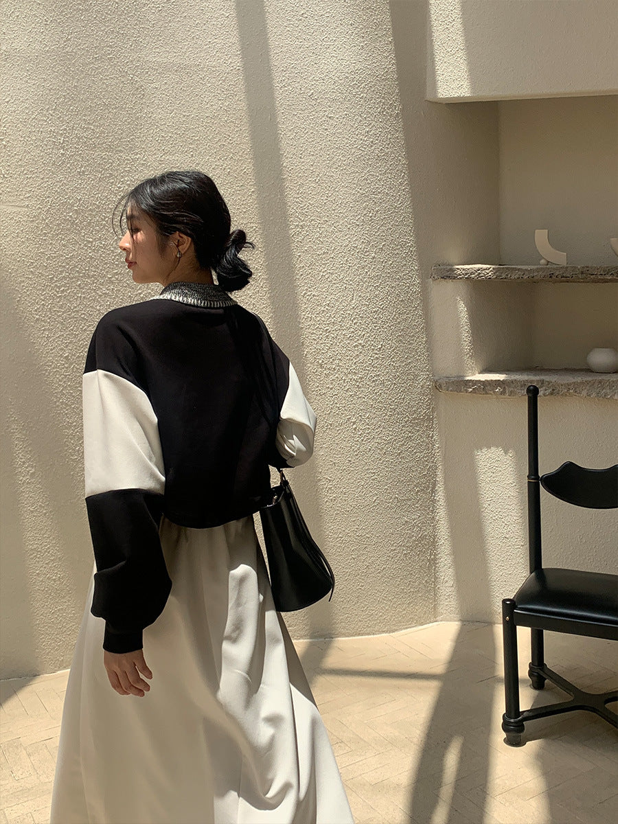 Women's Korean Style Color-Block Loose Knit Sweater
