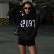 Women's Letter Embroidered Hooded Pullover Sweater