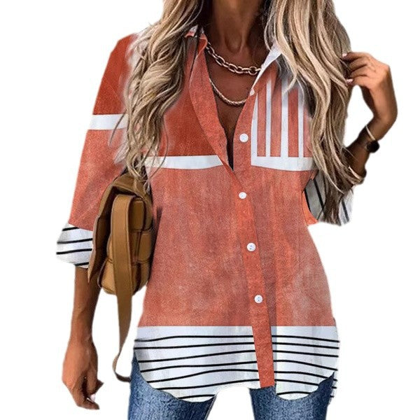 Women's 3D Digital Printing Fashion Long Sleeve Shirt