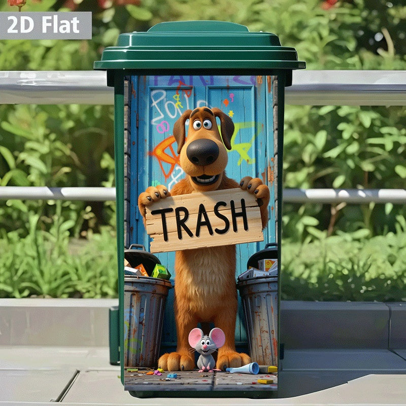 Dog Holding Trash Sign Sticker – 14.6×32.3 in 2D Self‑Adhesive Wall Decal for Kitchen and Trash Can