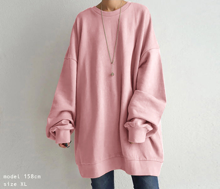 Women's Cozy Round Neck Loose Pullover Sweater