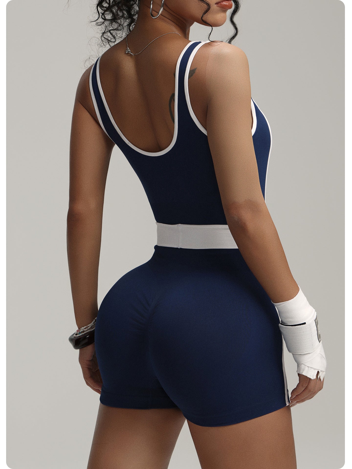 Contrast Color Fitness Yoga Jumpsuit for Women