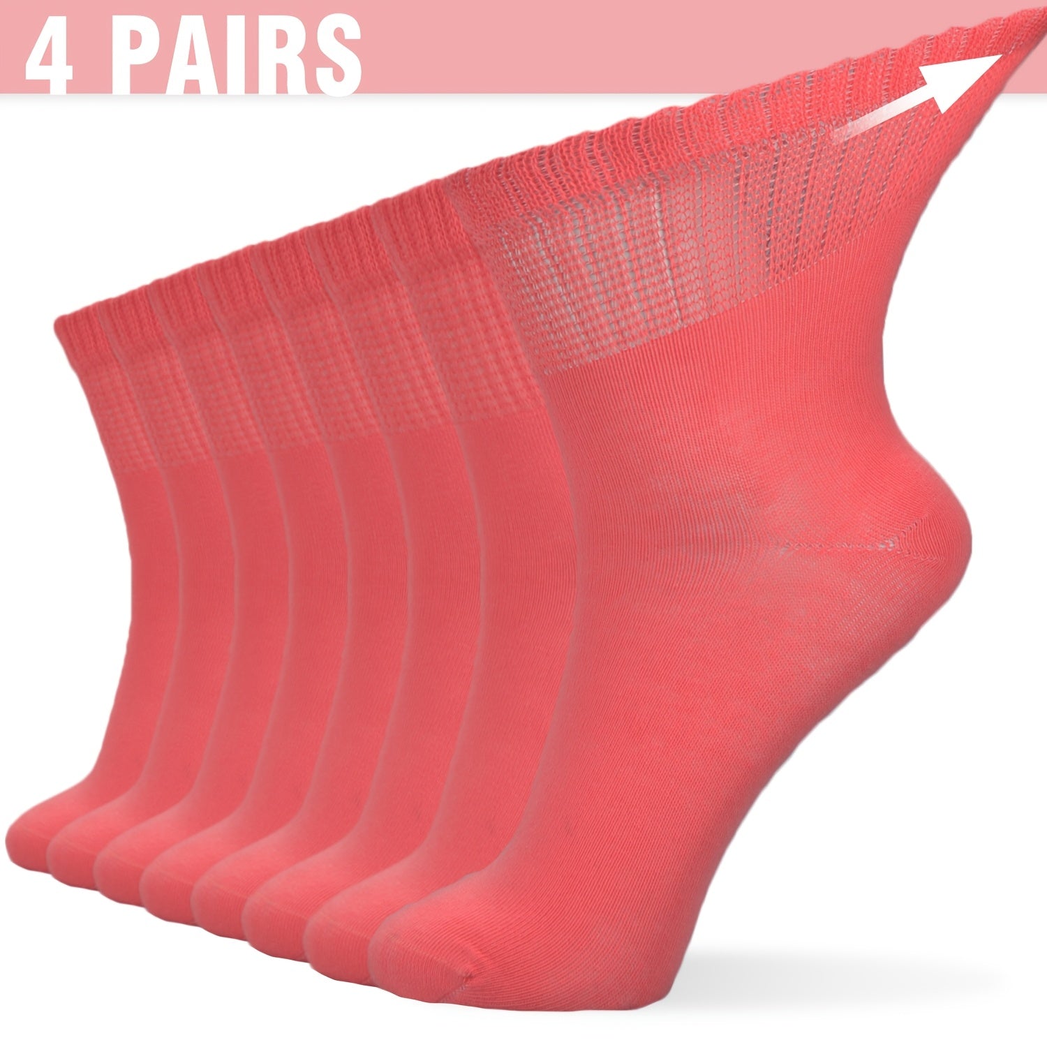 4‑Pair Women’s Neuropathy Socks – Non‑Binding Loose Fit, Seamless Toe, Moisture‑Wicking and Breathable for Edema and Circulation Support
