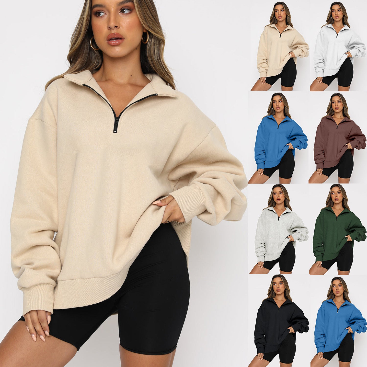 Women's Half-Zip Pullover Casual Long Sleeve Sweatshirt