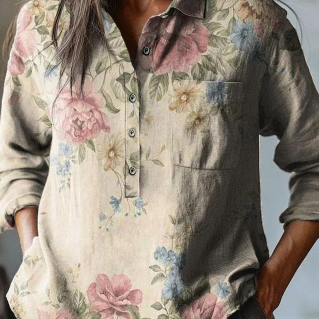 Chic Summer Women's Printed Long-Sleeve Shirt