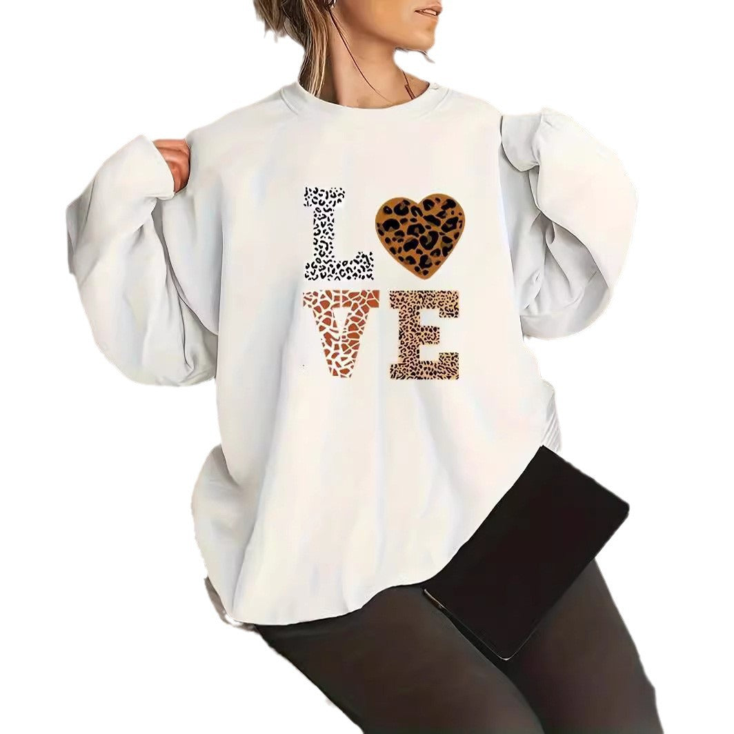 Plus Size Leopard Heart Sweater for Women