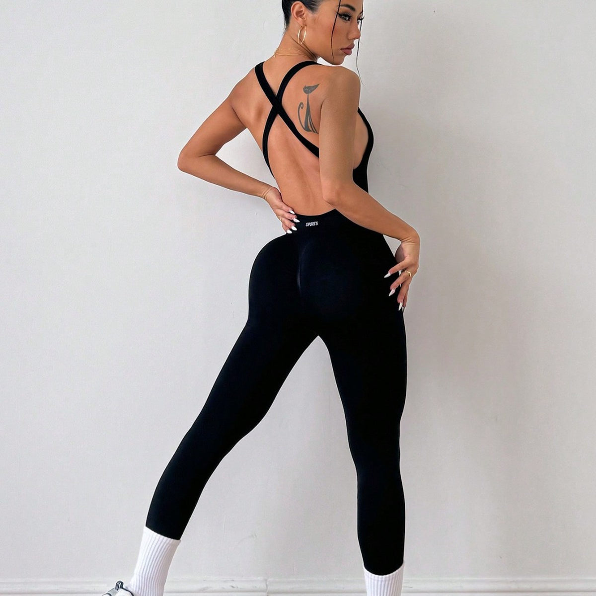 Cross-Strap Quick-Drying Yoga Jumpsuit