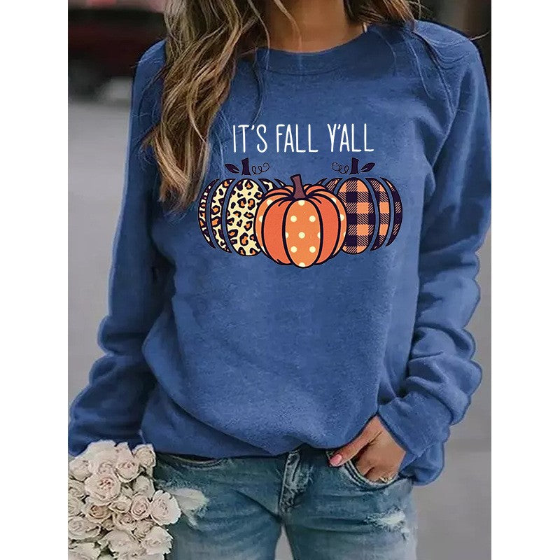 Women's Halloween Pumpkin Print Pullover Sweater