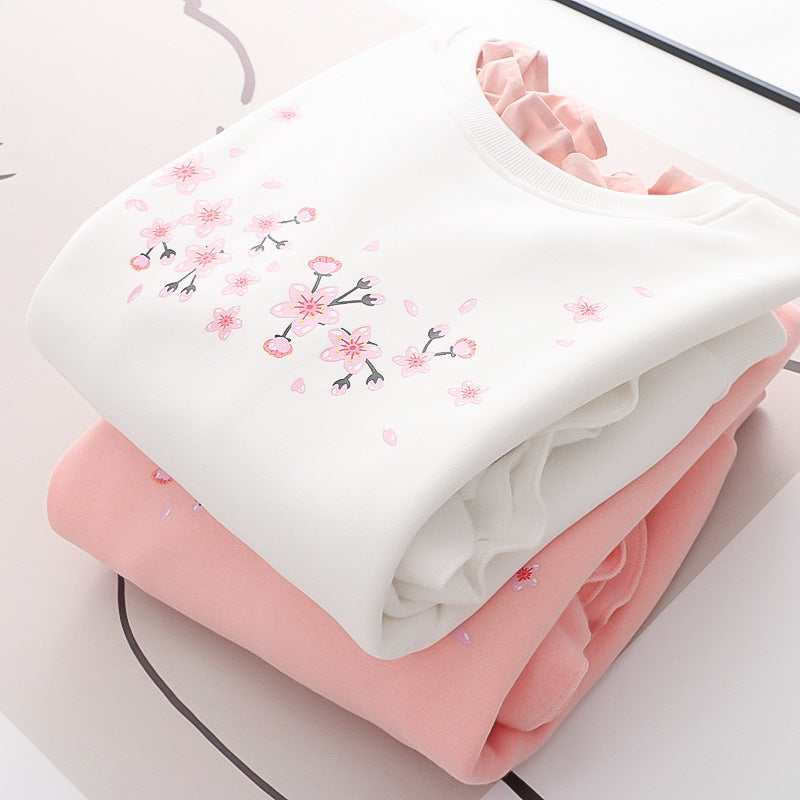 Women's Printed Long Sleeve Fleece Pullover Top