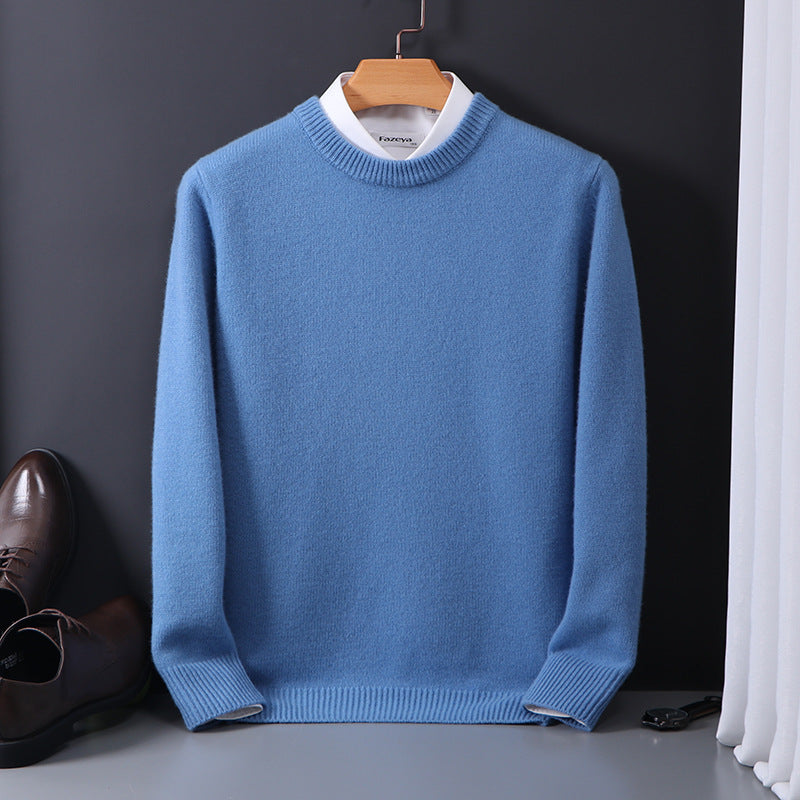 Pure Wool Sweater Men's Round Neck Pullover