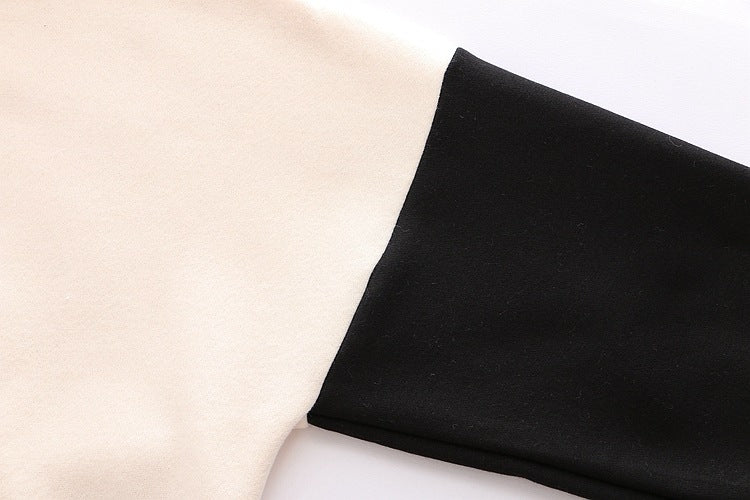 Cute Panda Cartoon College Style Loose Contrast Color Sweater