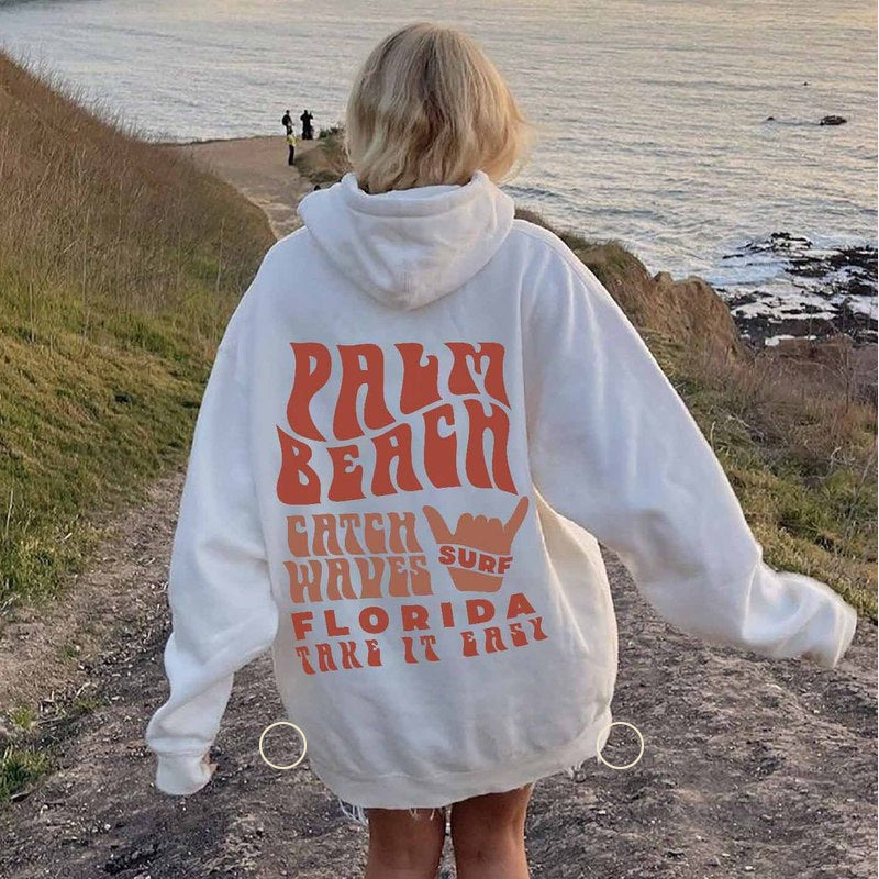 Letter Print Loose Hooded Sweatshirt Pullover