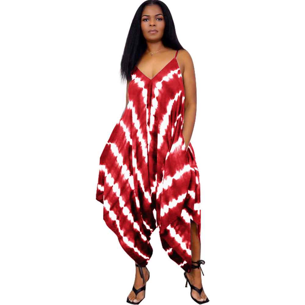 Chic Printed Sleeveless Split Jumpsuit