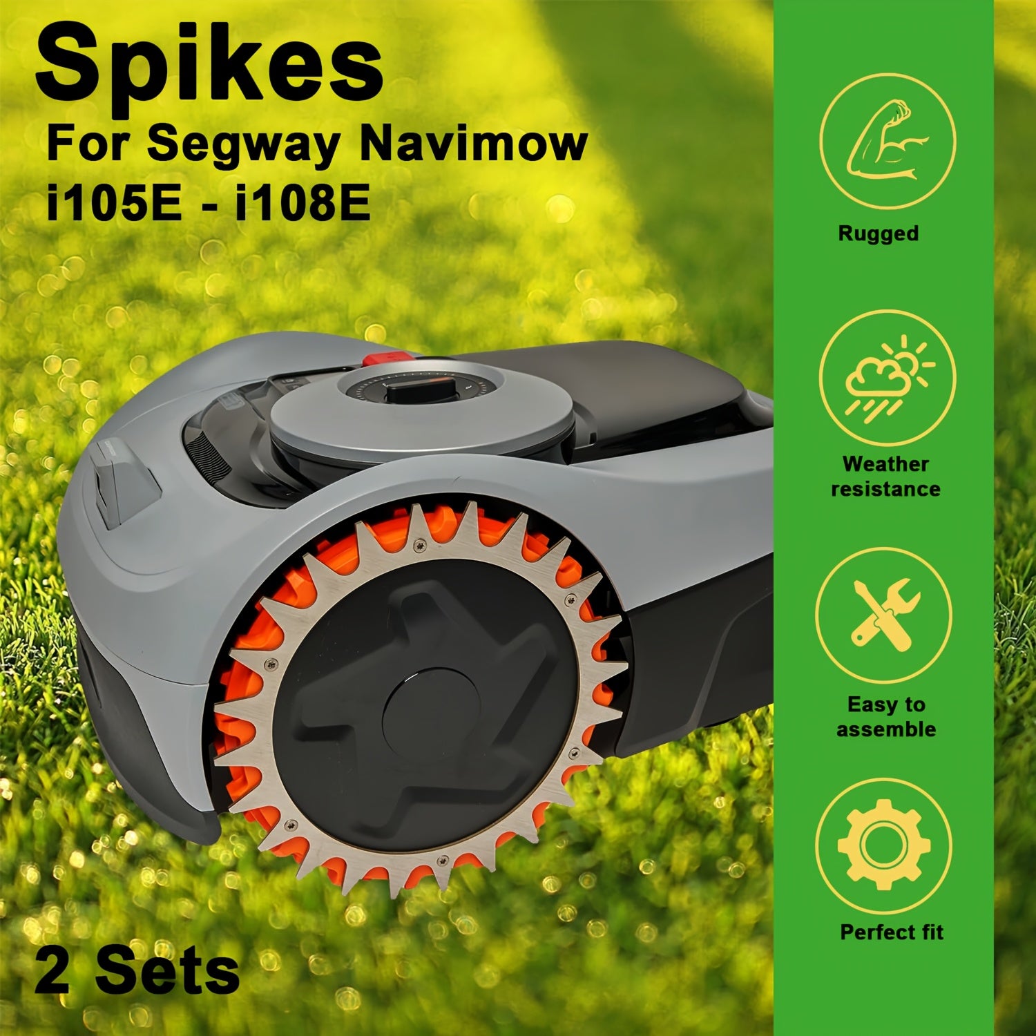 Segway Navimow Robotic Lawn Mower Spike Set (2 Sets) with 14 Screws, 257 mm Diameter