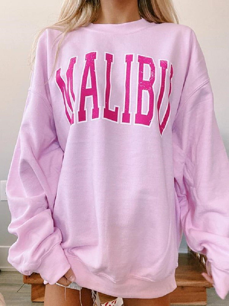 Cozy Plus Size Round Neck Printed Loose Pullover Sweater