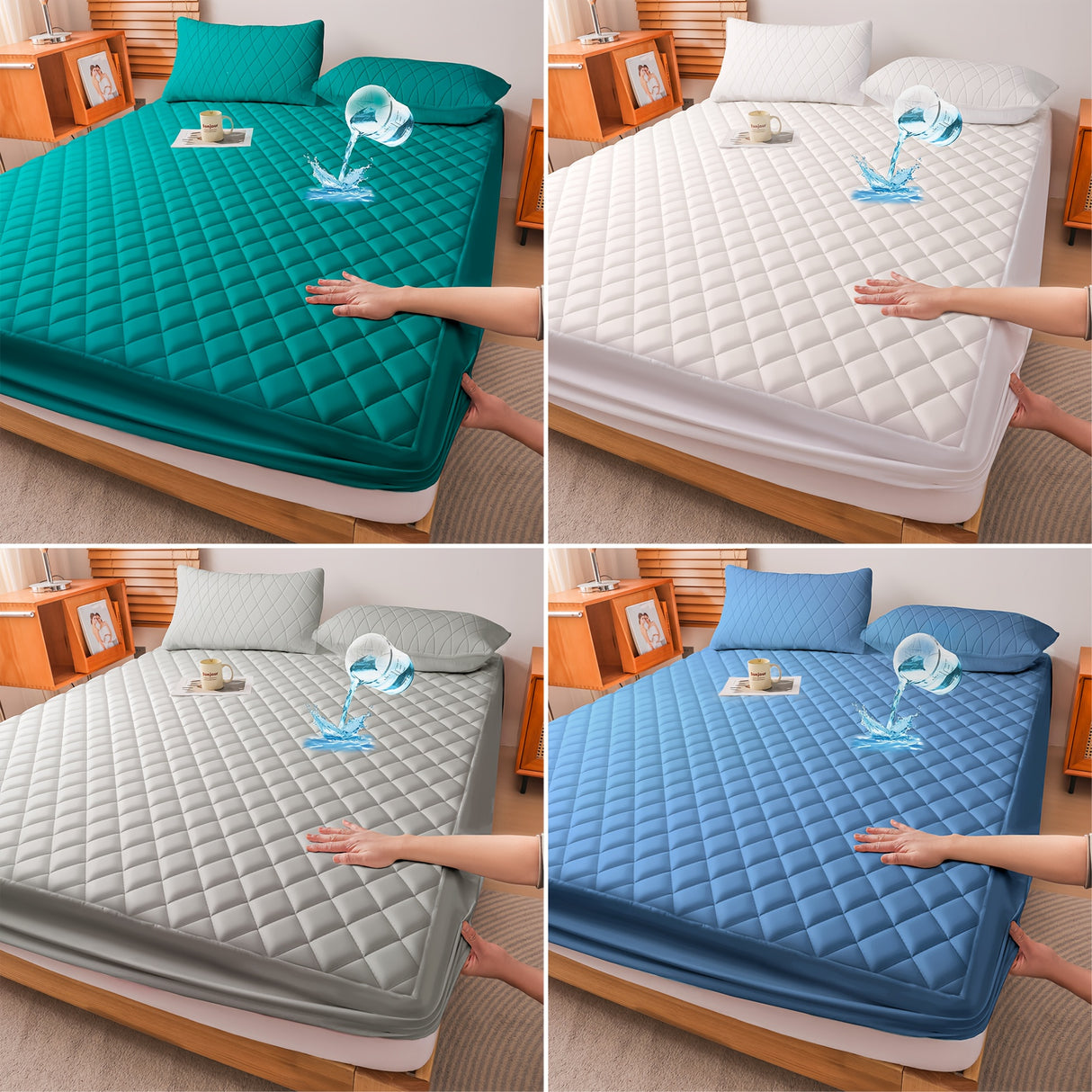 1pc Cooling Waterproof Mattress Protector with 9-15" Deep Pocket - Heavy-Duty Bedding, Machine Washable, Fitted Sheet for Bed, Guest Room, Hotel - No Pillowcase Included, Bedroom Essentials, Guest ...