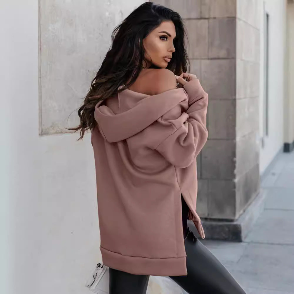 Women's Casual Zip Pocket Hoodie Sweatshirt