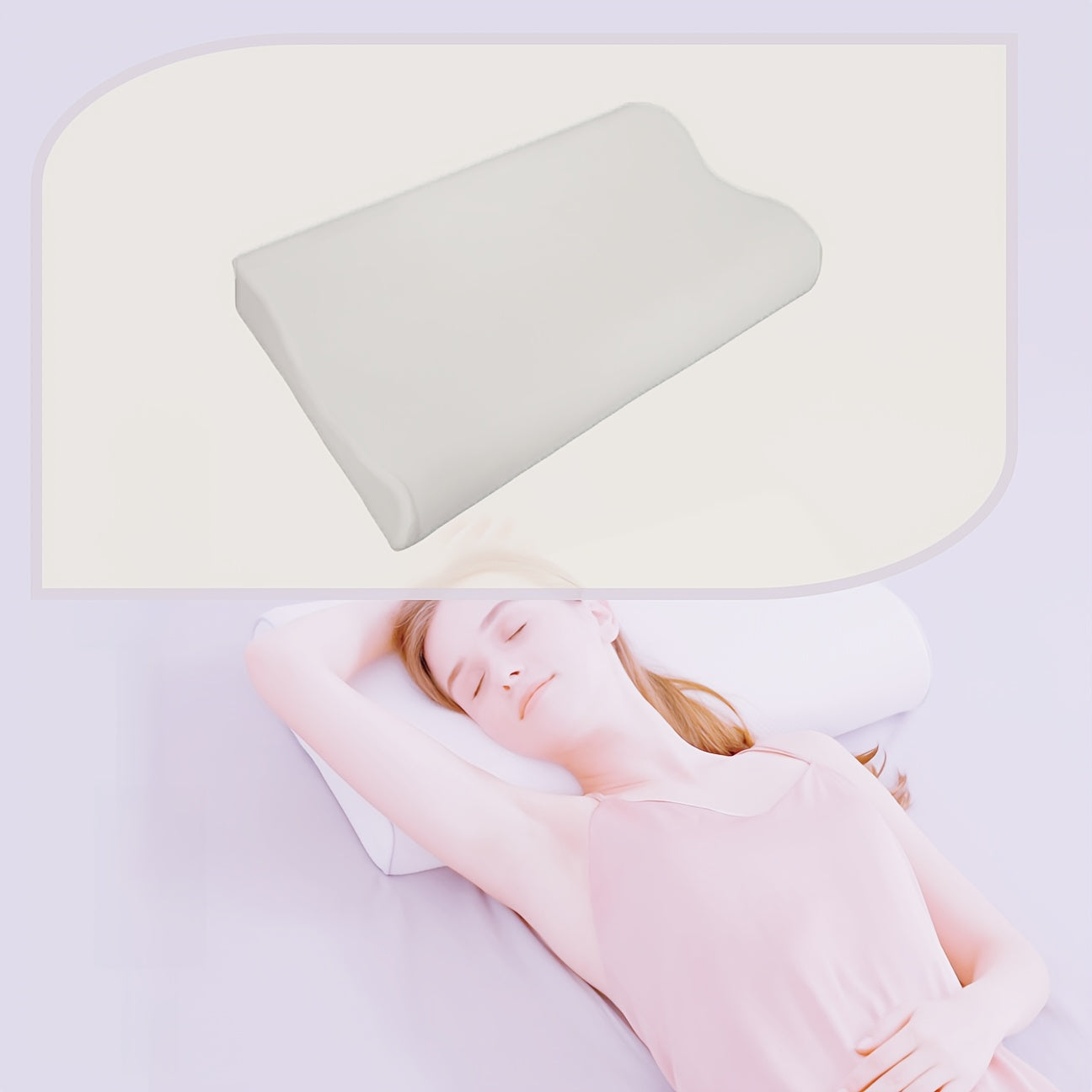 B Shaped Ergonomic Neck Pillow | Soft Light Beige Friendly Cover Slow