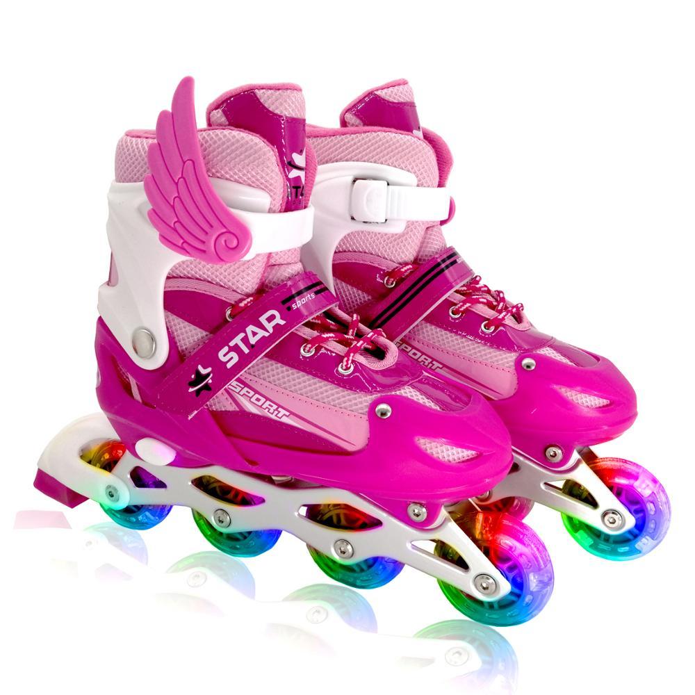 Kids' Adjustable Inline Skates with Flashing Lights