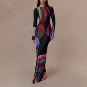 Elegant Off-Shoulder Tie-Dye A-Line Dress