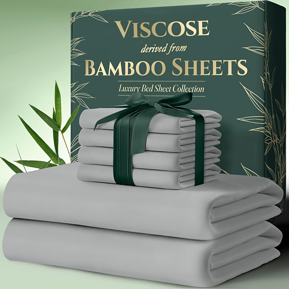 6pcs Bamboo Cooling Bed Sheets Sets Queen Size