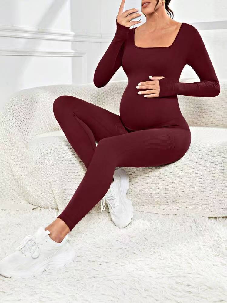 Seamless Ribbed Maternity Jumpsuit One-Piece Romper