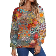 Women's Casual Fall Winter Printed Long Sleeve Round Neck Sweater