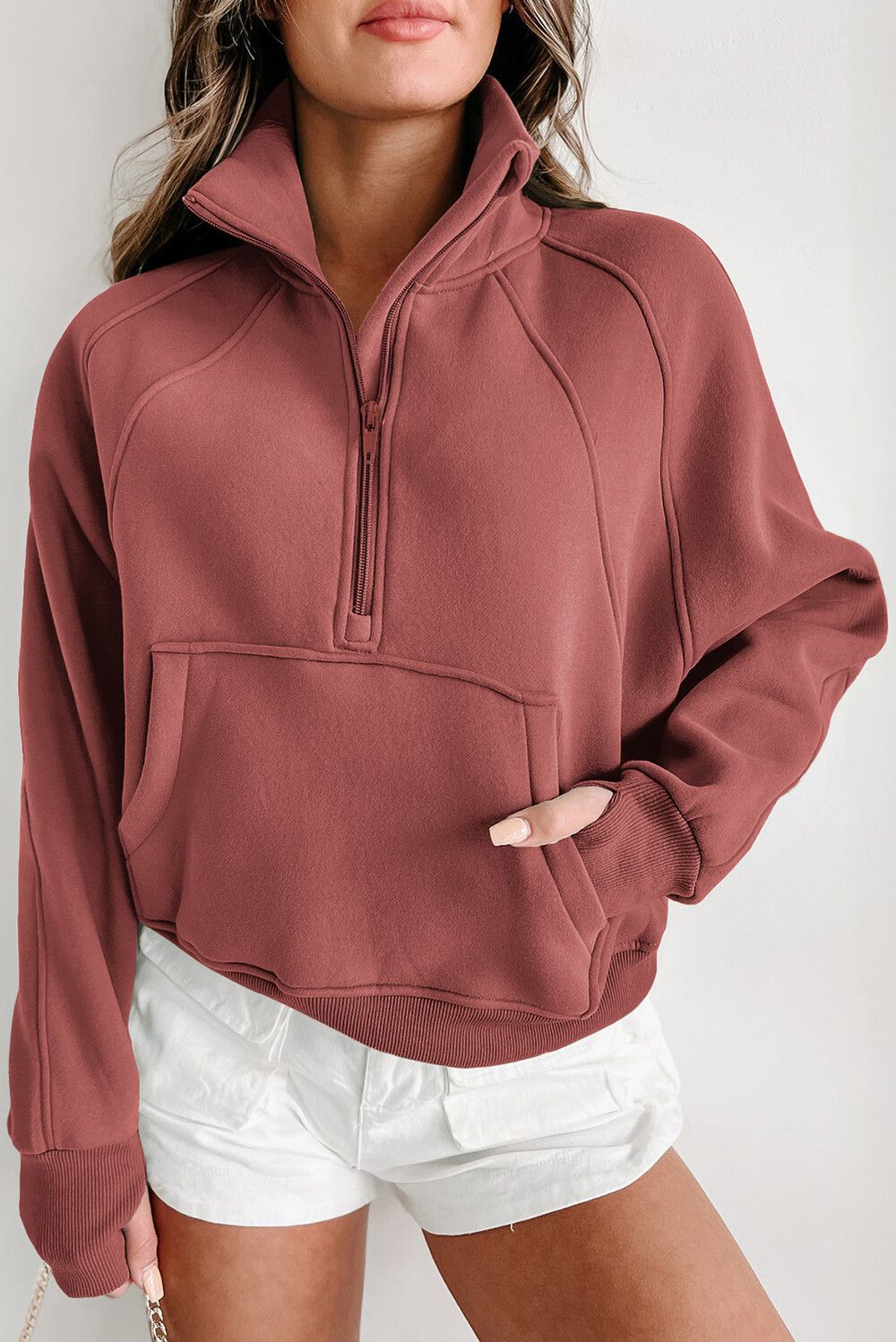 Casual Stand Collar Long Sleeve Loose Hoodie