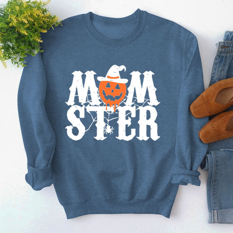 MOM STER Cute Graphic Long Sleeve Pullover Sweatshirt