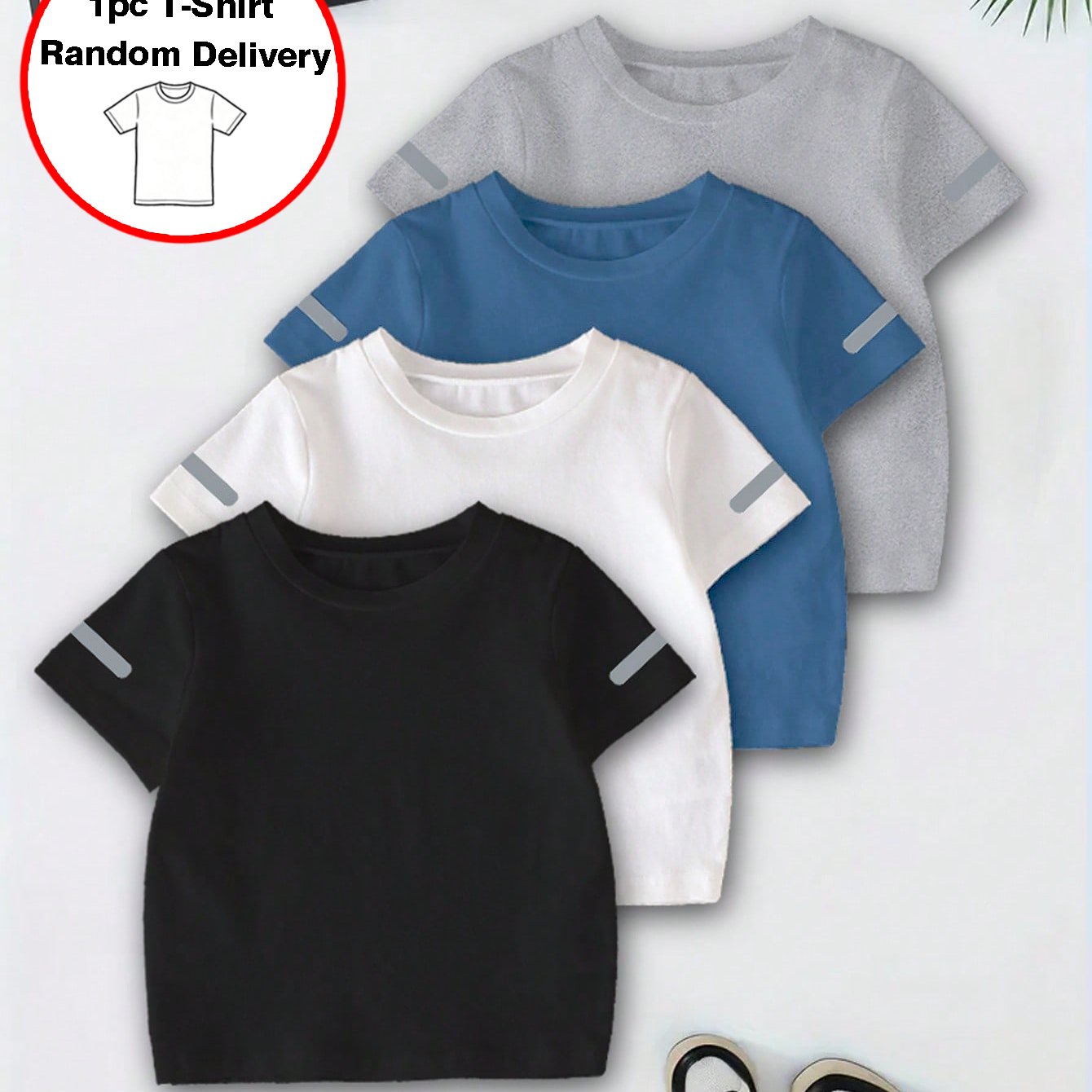 Children's Short Sleeve Round-Neck T-Shirt – Multi-Color (1 Piece)