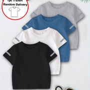 Children's Short Sleeve Round-Neck T-Shirt – Multi-Color (1 Piece)