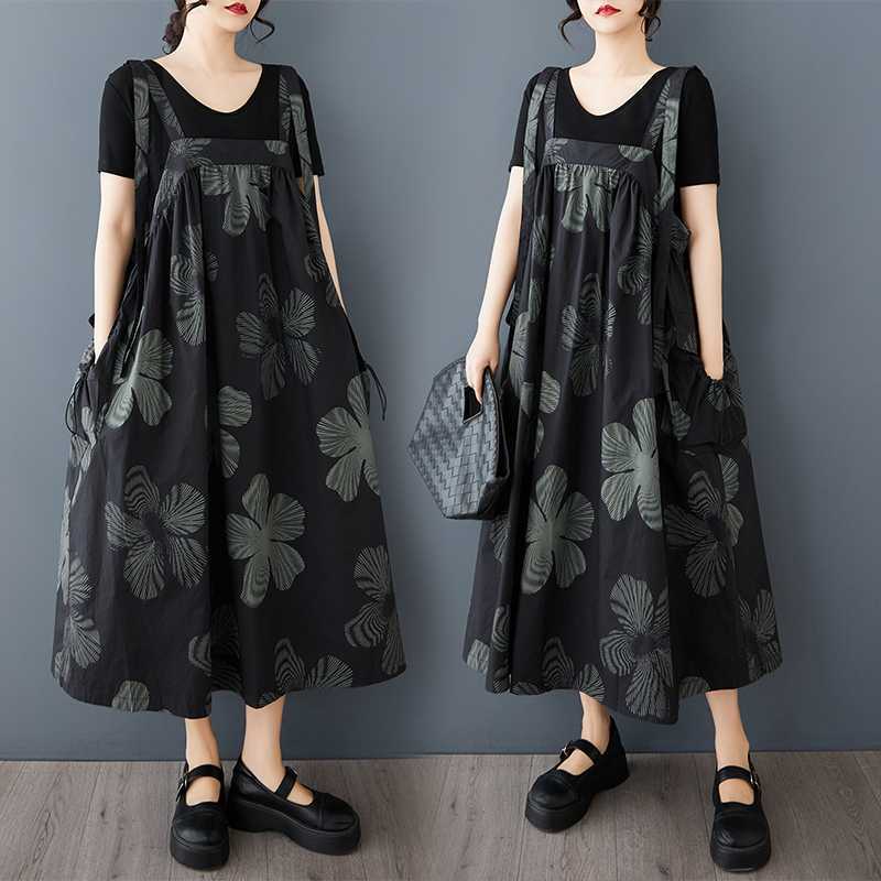 Versatile Loose-fitting Plus-size Suspender Dress