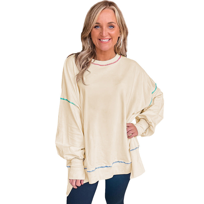 Chic Colorblock Casual Loose Pullover Sweatshirt