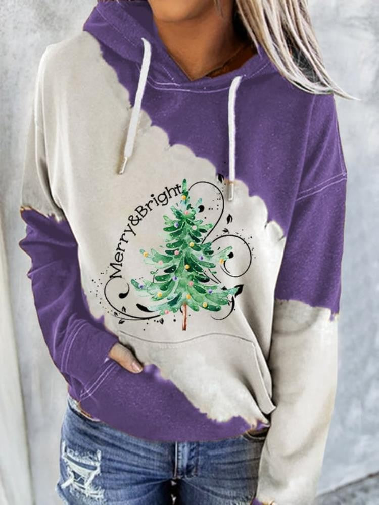 Festive Christmas Tree 3D Printed Women's Hooded Pullover Sweater