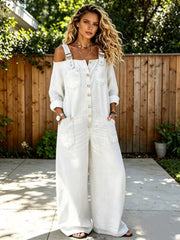 Women's Stylish Denim Wide-Leg Jumpsuit