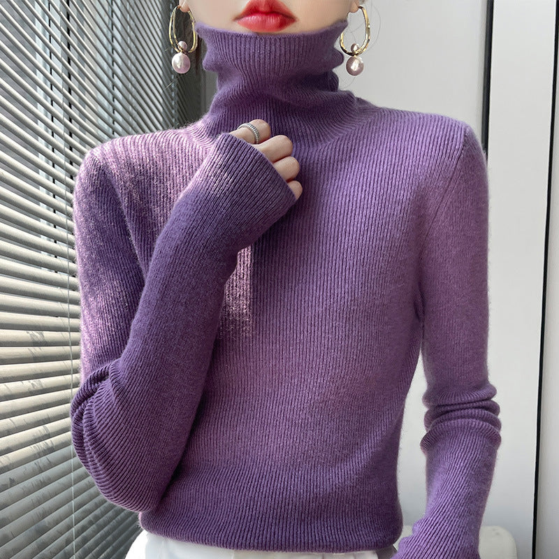 Long-sleeve Stretchy Slim-fit Knit Bottoming Top for Fallwinter