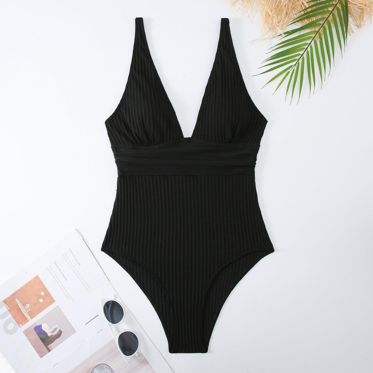 Women's Solid Lace-Up Slim Fit One-Piece Swimsuit