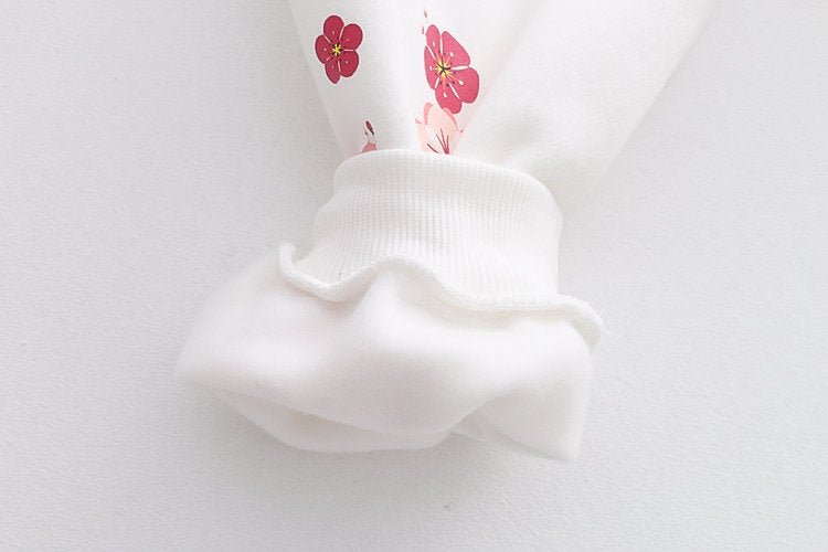 Plum Blossom Print Fleece Hooded Sweatshirt