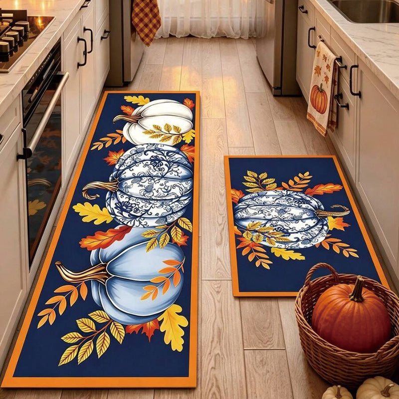 Autumn Pumpkin Kitchen Floor Matstain-resistant, Oil-proof and Easy to Clean