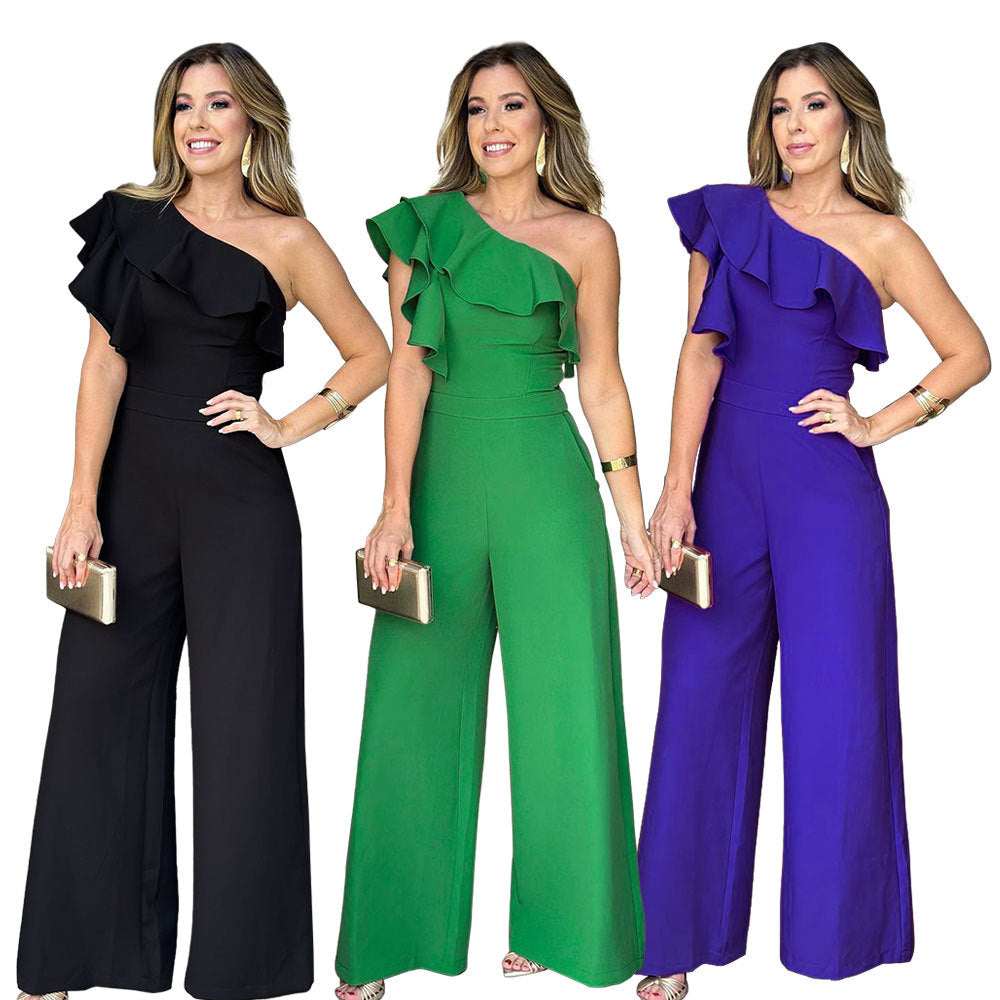 Elegant High-Stretch Loose Straight Women's Jumpsuit