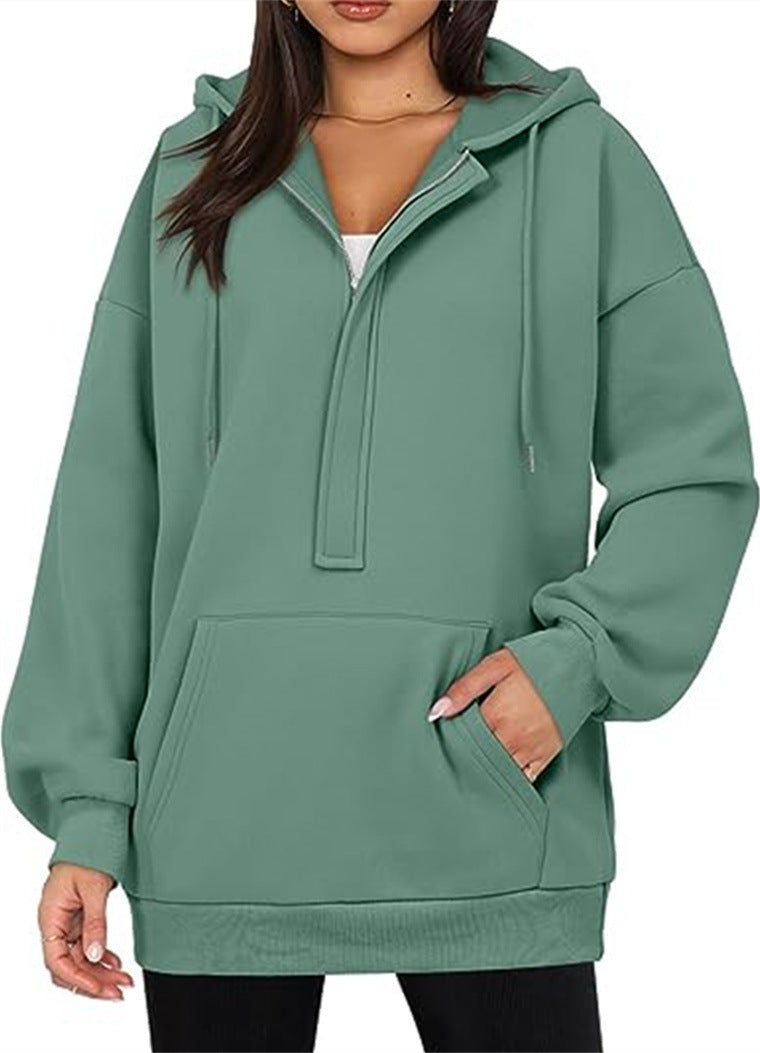 Women's Cozy Solid Color Loose Pullover Hoodie