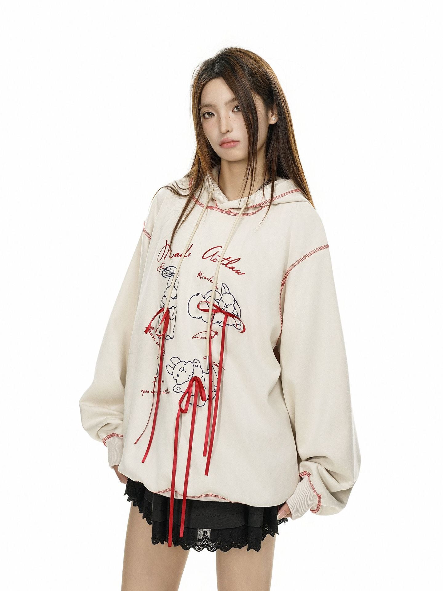 Chic Bow-Tie Pullover Sweater Coat