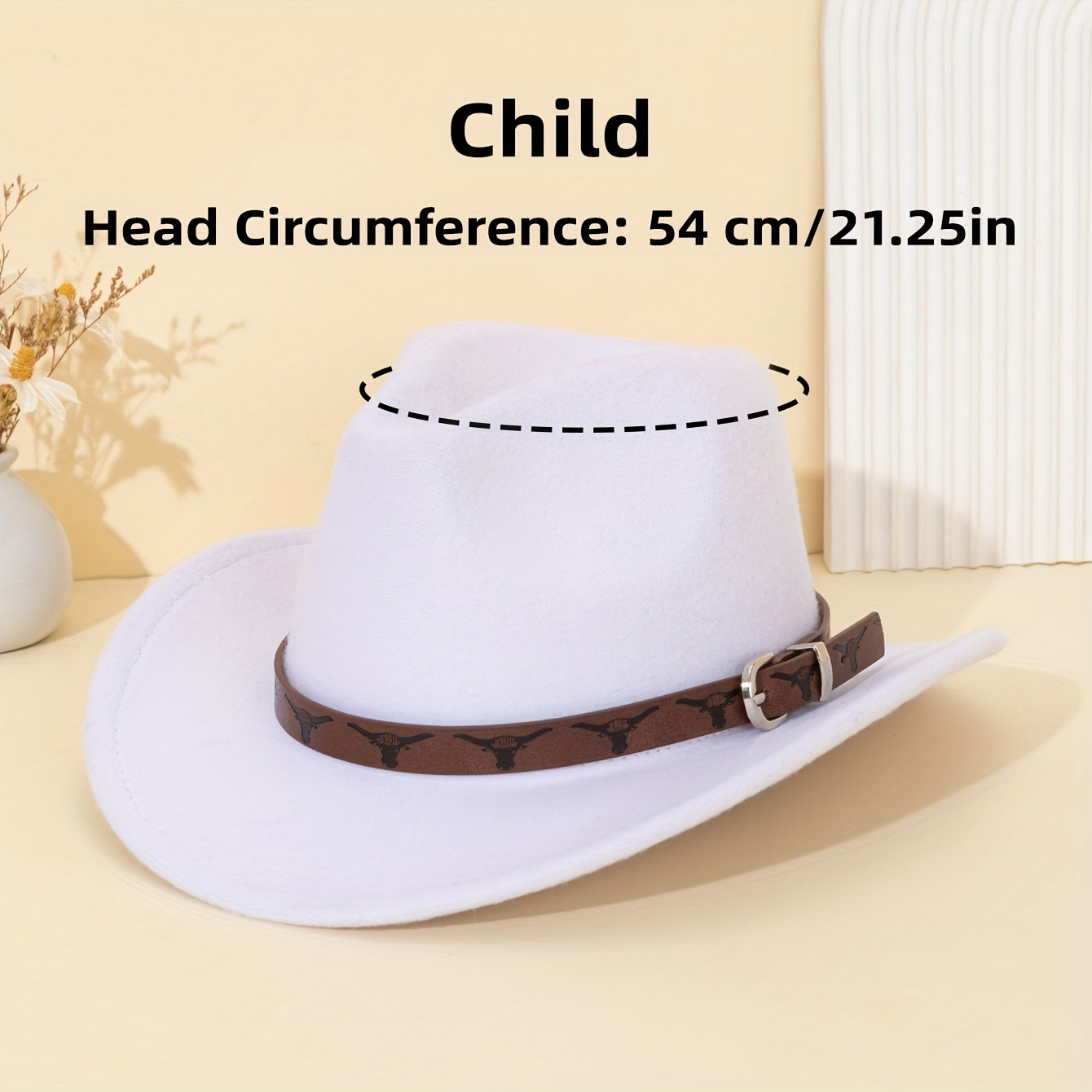 Brown Leather Western Cowboy Hat with Bull Print